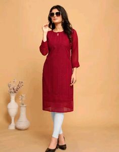 Elegant Maroon Chikankari Kurta