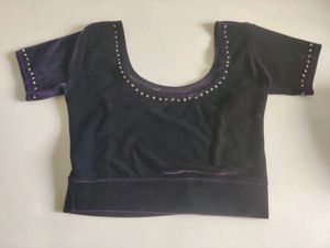 Velvet Crop Top with Embellishments