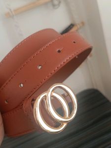 Stylish Brown Belt with Gold Buckle