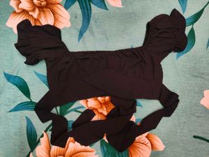 Shein Party Off Shoulder Wrap Crop Top with Layere