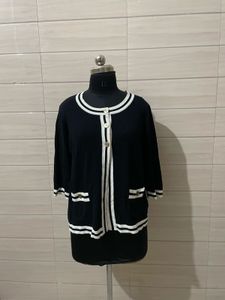 XL Chic Black &amp; White Knit Cardigan