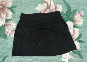 Glitter Assymetrical  Mini Black Skirt