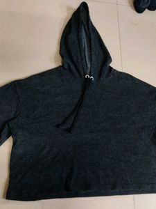 H&M Dark Grey Cropped Hoodie