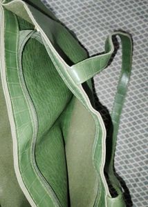 Green Faux Crocodile Tote Bag