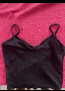Black Lace Trim Cami Top