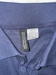 H&amp;M Navy Ribbed Cropped Polo Shirt