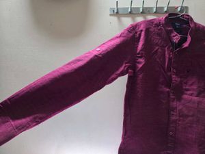 Men's Pink Textured Shirt with Embroidered Logo