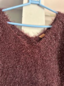 Burgandy shimmery fur sweater