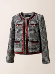 Classic Plaid Tweed Cropped Jacket