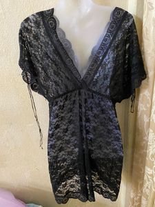 Sheer Black Lace Tunic Top
