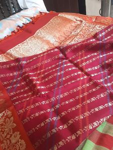 Red pure pattu gold Zarin  Saree