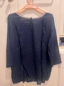 Embroidered Navy Blue Kurta