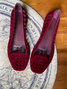 Heavenly Jelly Red Cut-Out Ballet Flats