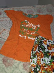 Orange Graphic night suits