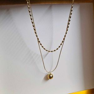 Double Layered Ball Anti Tarnish Gold Necklace
