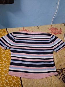 Striped Cropped Knit Top