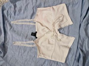 Chic White Lace Tie Front Cami Top