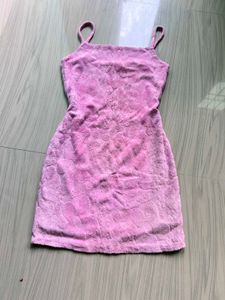 Cute Pink Terrycloth Mini Dress