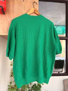 V-Neck Textured Knit Sweater