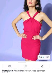 Berrylush Pink Halter Neck Crepe Bodycon Dress