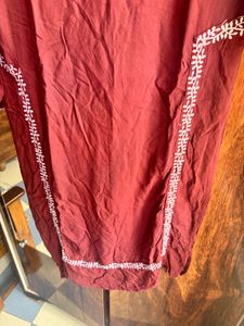 Rust maroon co ord  Set with White Embroidery