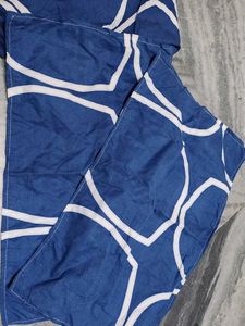Navy &amp; White Double BedSheet Set With Two Pillow
