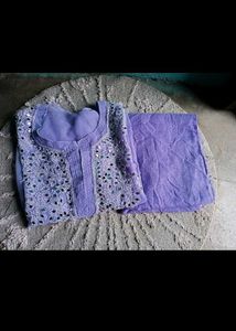 Lilac Kurta with Mirror Work