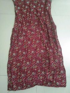 Maroon Printed Kurta