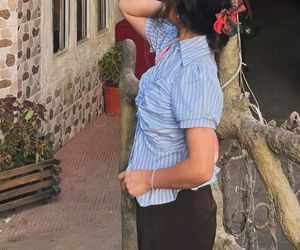 Chic Blue Striped Ruched Shirt