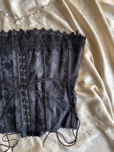 Lace Trimmed Brocade Corset Top