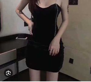 rhinestone Elegant Black Mini Dress