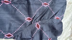 Stylish Grey Kurta with Pink Diamond Print