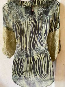 Boho Ruffle Zebra Print Top