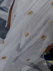 Chic White Party Dress with Gold Dots