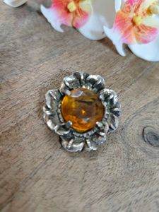 Vintage Amber Stone Brooch