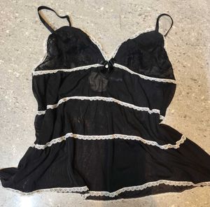 Cute Black Lace Babydoll Top