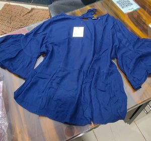 Blue Bell Sleeve Peplum Top