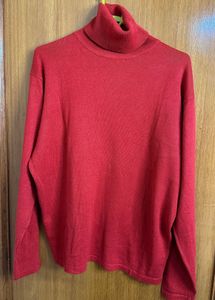 Red Turtleneck Knit Sweater