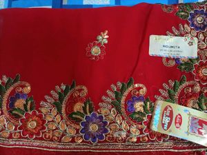 #Ethnic Red new♥️Saree without price tag