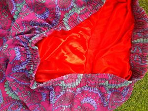 Georgette Floral Print Satin Plazzo L Or XL
