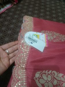 Pink Paisley Saree