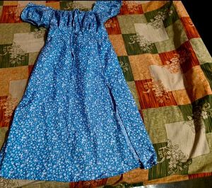 Blue Floral Midi Dress