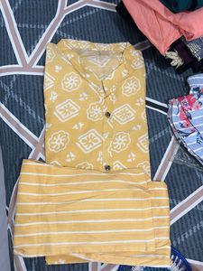 Yellow Printed Kurta Set