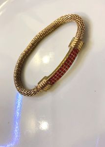 Chic Gold &amp; Red Stone Bracelet