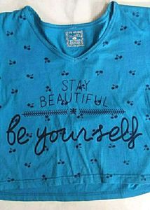 Blue Graphic Cold Shoulder Top