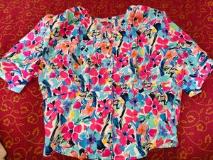 Vibrant Floral Button-Up Blouse