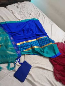 Vibrant Blue Silk Saree