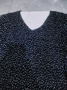 Chic Navy & White Polka Dot Top