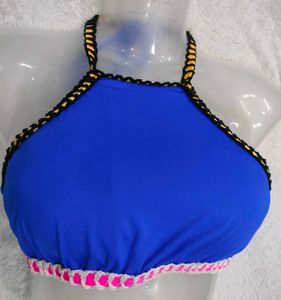 Blue Halter Crochet Bikini Top 💙
