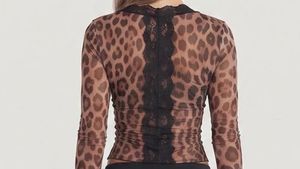 Leopard Print Sheer Lace Top